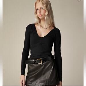 J.Crew Stretch cotton-blend ruched V-neck top